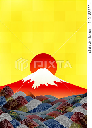 富士山和日出的傳統背景圖 富士山和日出的傳統背景圖 143182251