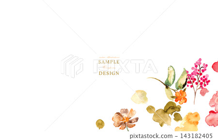 Watercolor Autumn-Colored Plants and Flowers Frame Set | Natural Botanical Background & Card Templates Watercolor Autumn-Colored Plants and Flowers Frame Set | Natural Botanical Background & Card Templates 143182405