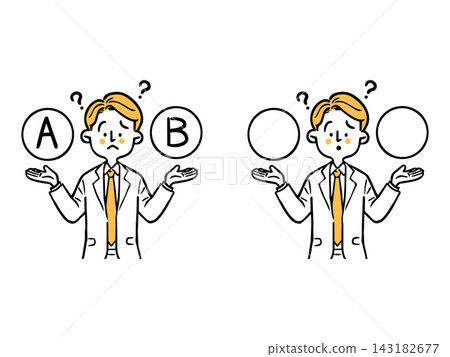 A businessman struggling to make a decision - upper body - Vector (orange) A businessman struggling to make a decision - upper body - Vector (orange) 143182677