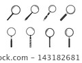 Magnifying glass icons set, Simple search symbol, isolated on a white background. 143182681