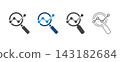 Magnifying glass with analytics icon and line chart. Magnifying glass icon with financial graph vector illustration set, Symbols of business analytics and market research, performance metrics, 143182684