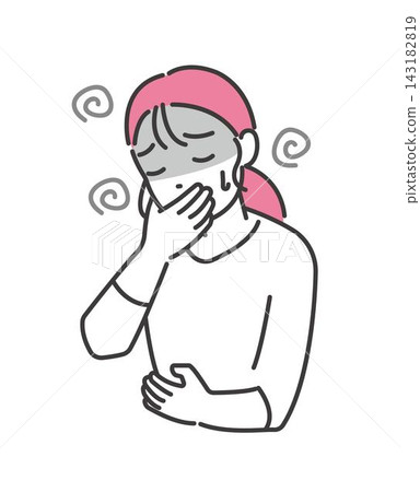 Vector illustration of a woman suffering from nausea Vector illustration of a woman suffering from nausea 143182819