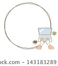 Hand-drawn frame (round) for working on a PC from home. 143183289