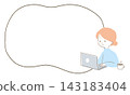 Woman using a laptop (hand-drawn frame) 143183404