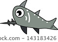 Cute Cartoon saw shark Fish Illustration 143183426