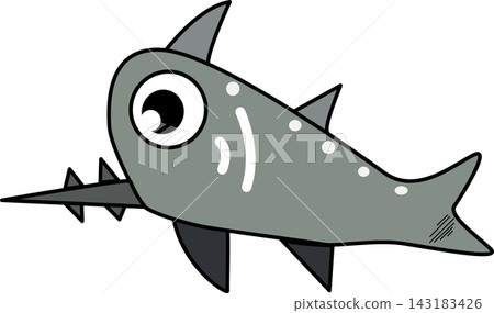 Cute Cartoon saw shark Fish Illustration Cute Cartoon saw shark Fish Illustration 143183426