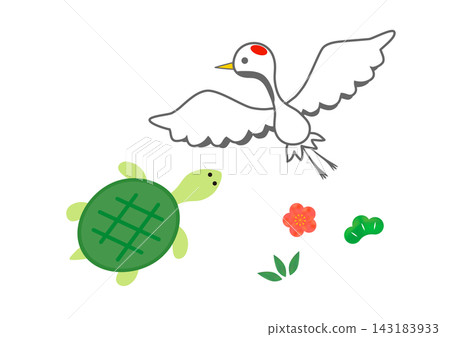 Celebration illustration of a crane and a turtle Celebration illustration of a crane and a turtle 143183933