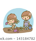 Two people are digging up sweet potatoes. One is digging, and the other is carrying them (with background). 143184782