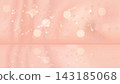 Soft pink rose gold studio background with glowing bokeh lights and reflections. Ideal for luxury beauty product exhibition, cosmetic display, and feminine banner mockups. 143185068