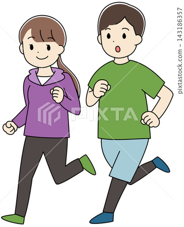 Illustration of young men and women running Illustration of young men and women running 143186357
