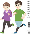 Illustration of young men and women running 143186358