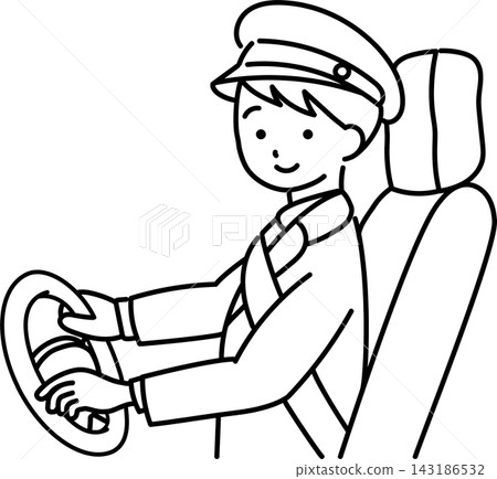 A gentle-looking male bus driver (line drawing) A gentle-looking male bus driver (line drawing) 143186532
