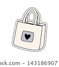 Hand-Drawn Cream Heart Winter Tote Bag Sticker Illustration Hand-Drawn Cream Heart Winter Tote Bag Sticker Illustration 143186907