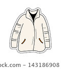 Hand-Drawn Cream Winter Puffer Jacket Sticker Illustration Hand-Drawn Cream Winter Puffer Jacket Sticker Illustration 143186908
