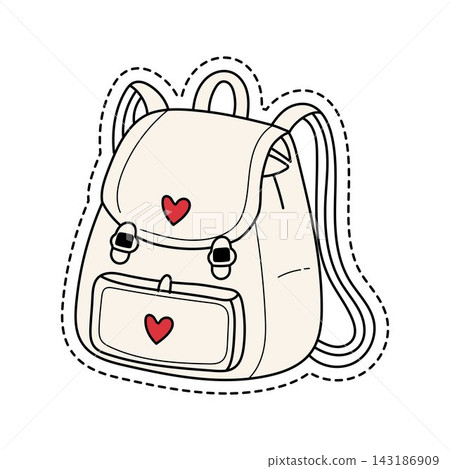 Hand-Drawn Cute Heart Winter Backpack Sticker Illustration Hand-Drawn Cute Heart Winter Backpack Sticker Illustration 143186909