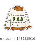 Hand-Drawn Nordic Winter Sweater Sticker Illustration Hand-Drawn Nordic Winter Sweater Sticker Illustration 143186910
