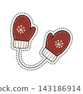 Hand-Drawn Red Snowflake Winter Mittens Sticker Illustration Hand-Drawn Red Snowflake Winter Mittens Sticker Illustration 143186914