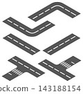 Isometric road elements, parts, vector illustrations. 143188154