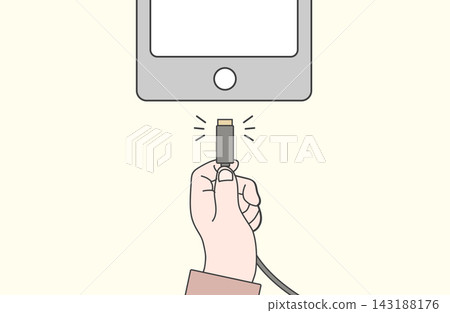 An illustration of a hand attempting to connect a USB cable to a tablet. An illustration of a hand attempting to connect a USB cable to a tablet. 143188176