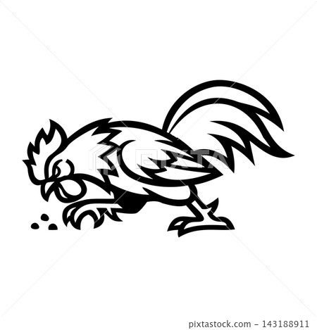 Rooster Cock Eating Vector Illustration 143188911