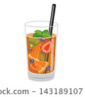 Illustration of a cold Taiwanese fruit tea. 143189107