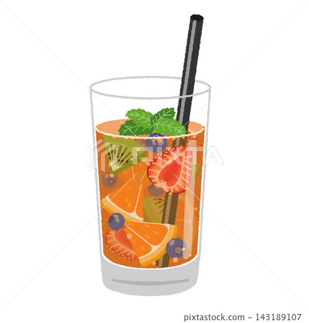 台灣冷飲水果茶插圖。 143189107