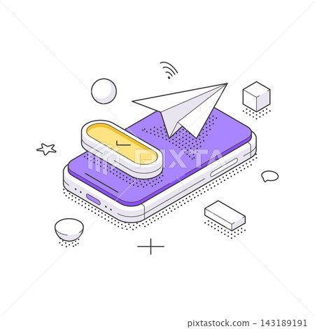 Sending Message And Sharing Link Via Mobile App Isometric Vector Illustration 143189191