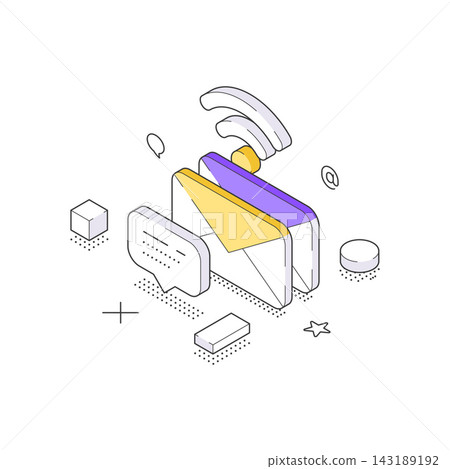 Digital Communication And Wireless Email Messaging Service Isometric Vector Illustration For Business Digital Communication And Wireless Email Messaging Service Isometric Vector Illustration For Business 143189192