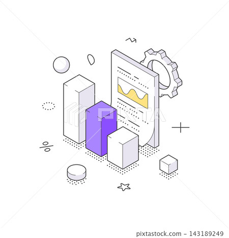Business Report And Data Processing With Bar Chart Analytics Isometric Vector Illustration Business Report And Data Processing With Bar Chart Analytics Isometric Vector Illustration 143189249