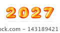 3d gold balloon 2027 new year symbol 143189421