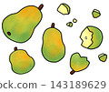 Hand-painted pear and sliced fruit combination 143189629
