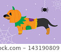 A cute Dog in Halloween costume cartoon illustration 143190809