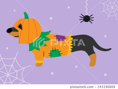 A cute Dog in Halloween costume cartoon illustration A cute Dog in Halloween costume cartoon illustration 143190809