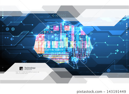 Cybernetic brain and digital technology abstract background. Cybernetic brain and digital technology abstract background. 143191449