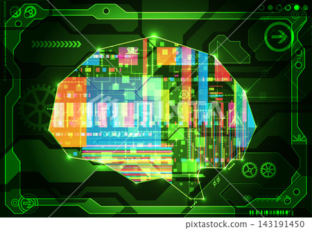 Cybernetic brain and digital technology abstract background. Cybernetic brain and digital technology abstract background. 143191450