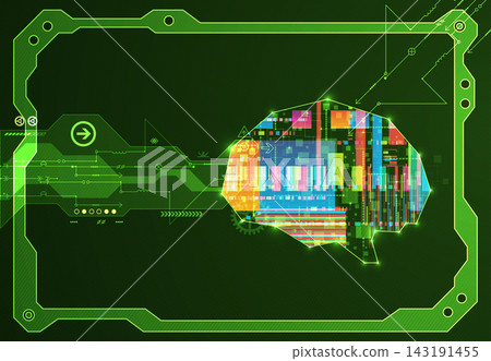 Cybernetic brain and digital technology abstract background. Cybernetic brain and digital technology abstract background. 143191455