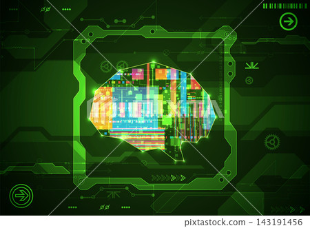 Cybernetic brain and digital technology abstract background. Cybernetic brain and digital technology abstract background. 143191456