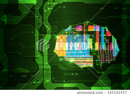 Cybernetic brain and digital technology abstract background. Cybernetic brain and digital technology abstract background. 143191457