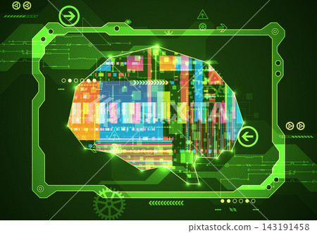 Cybernetic brain and digital technology abstract background. Cybernetic brain and digital technology abstract background. 143191458