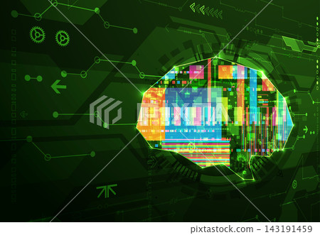 Cybernetic brain and digital technology abstract background. Cybernetic brain and digital technology abstract background. 143191459