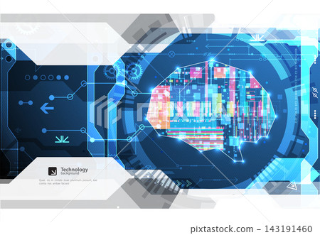 Cybernetic brain and digital technology abstract background. Cybernetic brain and digital technology abstract background. 143191460