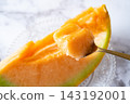 Yubari melon, scooped with a spoon. (Melon Yubari, Hokkaido) 143192001