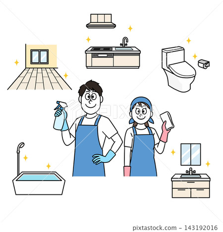 Cleaning company, house cleaning, male and female. Cleaning company, house cleaning, male and female. 143192016