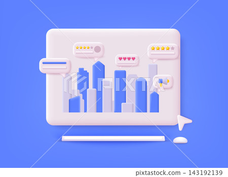 Customer feedback review experience rating concept. Creative concept. 3D Web Vector Illustrations. Customer feedback review experience rating concept. Creative concept. 3D Web Vector Illustrations. 143192139