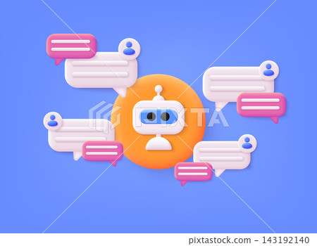 Chatbot for customer service visuals. 3D vector cartoon robot. Chatbot for customer service visuals. 3D vector cartoon robot. 143192140