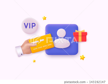 Golden VIP card design template. 3D Web Vector Illustrations. Golden VIP card design template. 3D Web Vector Illustrations. 143192147