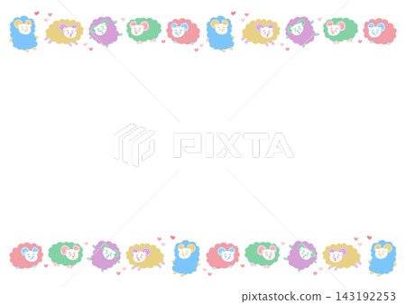 Colorful and cute sheep frame illustration Colorful and cute sheep frame illustration 143192253