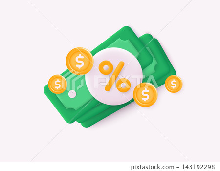 Bank credit concept. Percent, good interest rate, interest-free. Finance management. 3D Web Vector Illustrations. 3D Web Vector Illustration. Bank credit concept. Percent, good interest rate, interest-free. Finance management. 3D Web Vector Illustrations. 3D Web Vector Illustration. 143192298