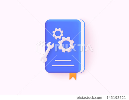 Technical inforamation, User manual, guide, instruction, guidebook. Rules guideline or user manual book. Settings, instruction and support concept. 3D Web Vector Illustrations. Technical inforamation, User manual, guide, instruction, guidebook. Rules guideline or user manual book. Settings, instruction and support concept. 3D Web Vector Illustrations. 143192321