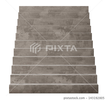Concrete stairs are shown in a cutout style on a clear background. The stairs appear sturdy and lead upwards, with each step clearly defined Concrete stairs are shown in a cutout style on a clear background. The stairs appear sturdy and lead upwards, with each step clearly defined 143192805